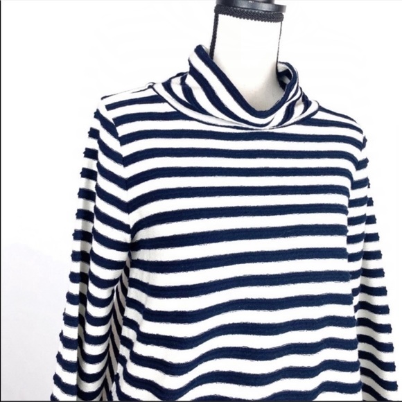 NWT Loft Navy White TerryCloth Cinch Striped Tie Sweater XS - Picture 4 of 8